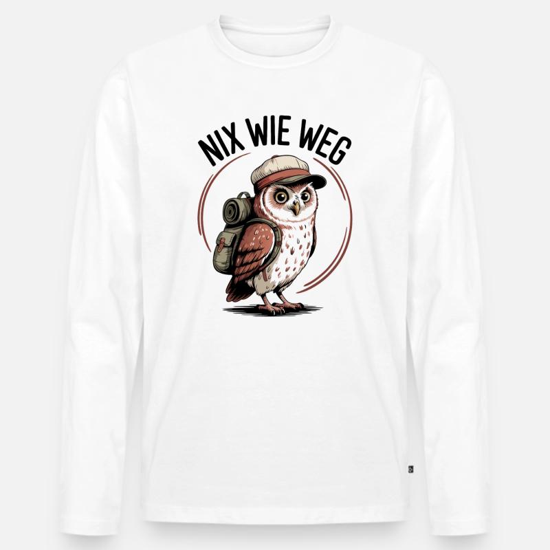 Nix Wie Weg Eulenabenteuer - Männer Premium Bio Langarmshirt - Weiß