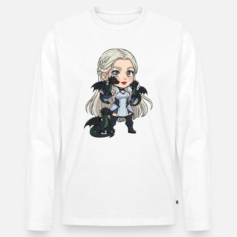 Drachen-Cosplay-Ritterin Chibi - Männer Premium Bio Langarmshirt - Weiß