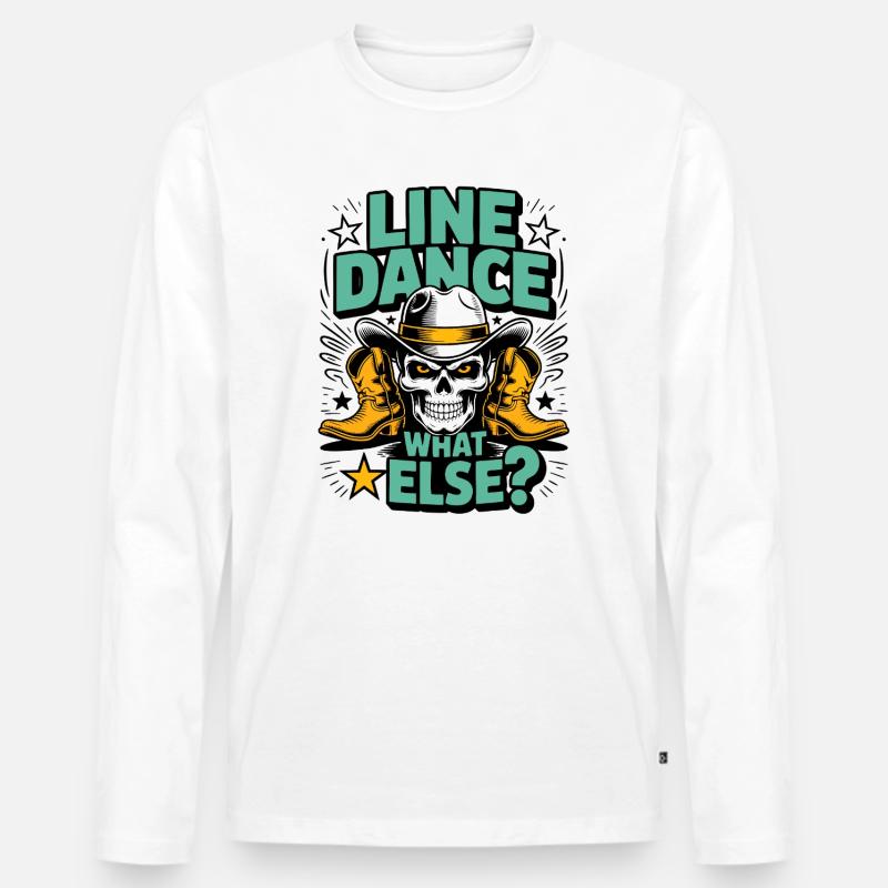 Line Dance What Else? - Männer Premium Bio Langarmshirt - Weiß