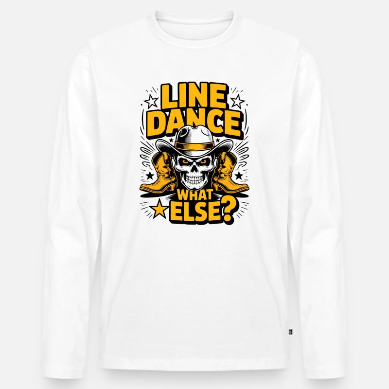Line Dance Skull Western – What Else? - Männer Premium Bio Langarmshirt - Weiß