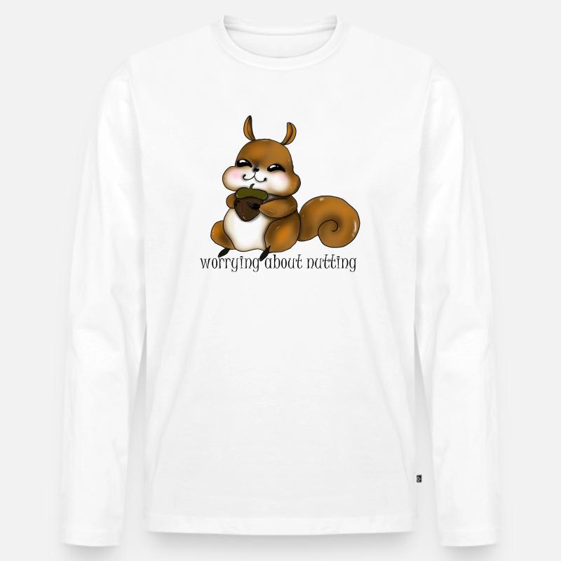 Kuscheliges Eichhörnchen mit Nuss - Männer Premium Bio Langarmshirt - Weiß