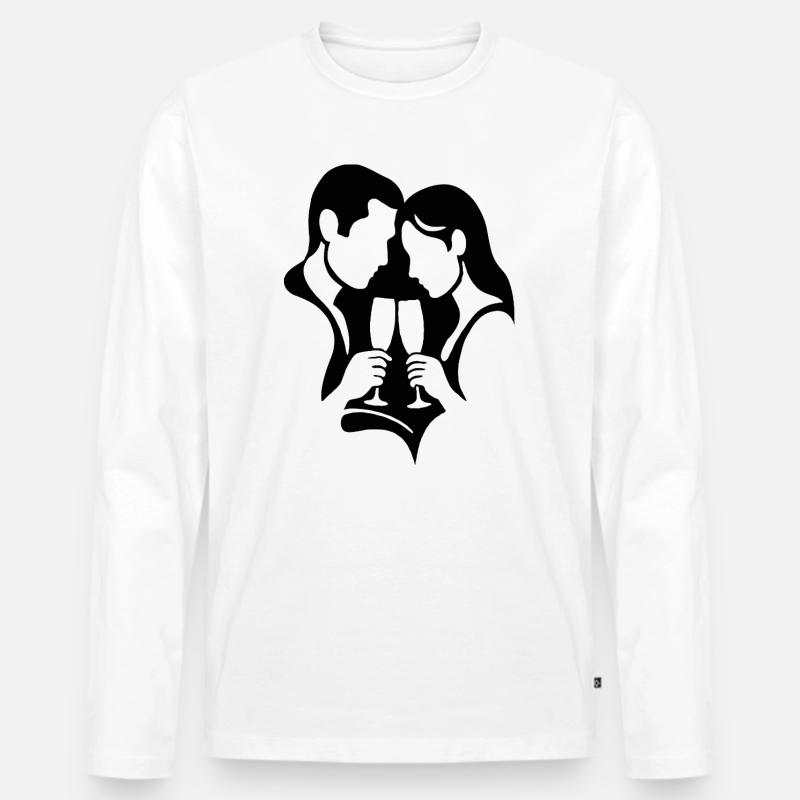 Dunkle Silhouetten mit Wein - Männer Premium Bio Langarmshirt - Weiß