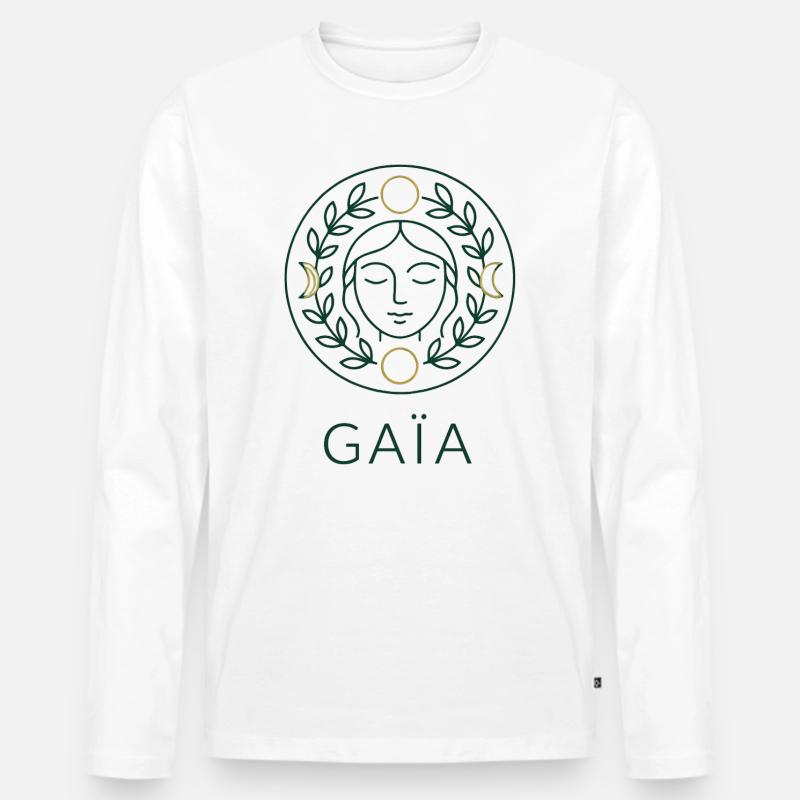 Gaia – Mutter Natur – Baum des Lebens - Männer Premium Bio Langarmshirt - Weiß