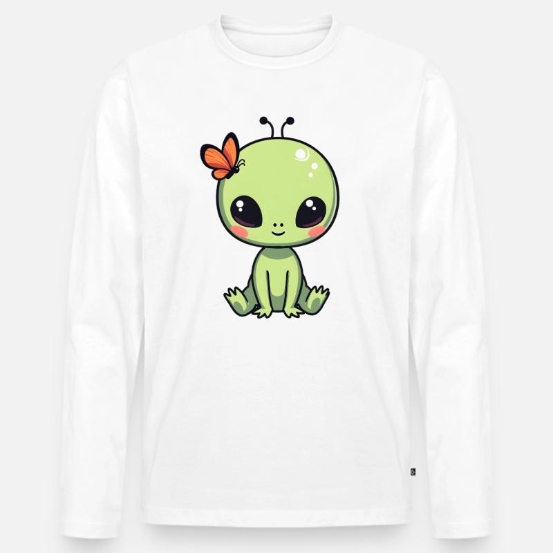 Alien Ausserirdischer - Männer Premium Bio Langarmshirt - Weiß