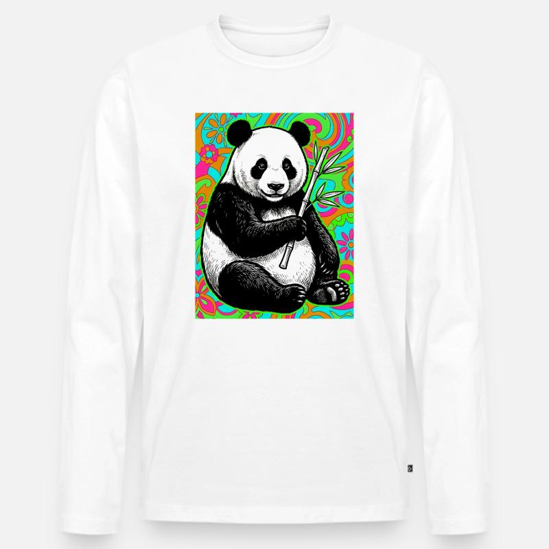 Panda - Männer Premium Bio Langarmshirt - Weiß