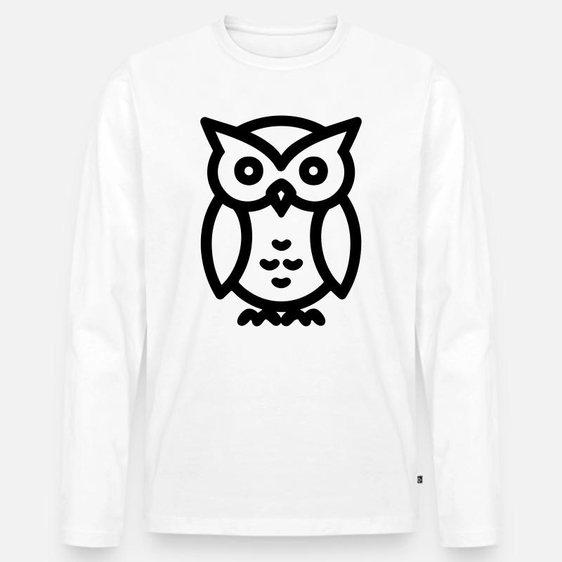 Eule - Männer Premium Bio Langarmshirt - Weiß