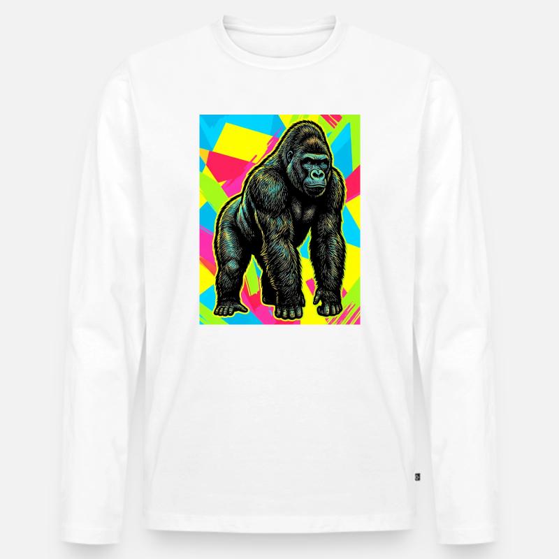 Gorilla - Männer Premium Bio Langarmshirt - Weiß