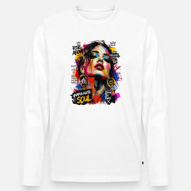 Abstrakte Kunst Frau - Männer Premium Bio Langarmshirt - Weiß