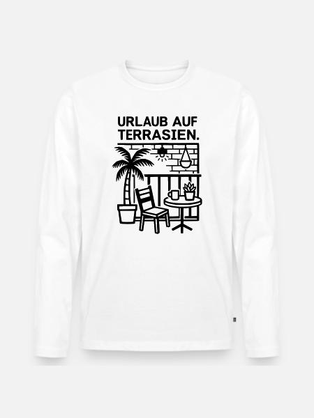 Urlaub auf Terrasien - Männer Premium Bio Langarmshirt - Weiß