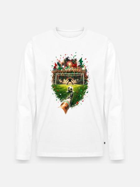 Italienischer Torjubel im Stadion - Männer Premium Bio Langarmshirt - Weiß