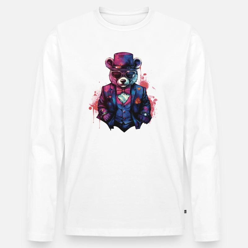 Gentle Teddy - Männer Premium Bio Langarmshirt - Weiß