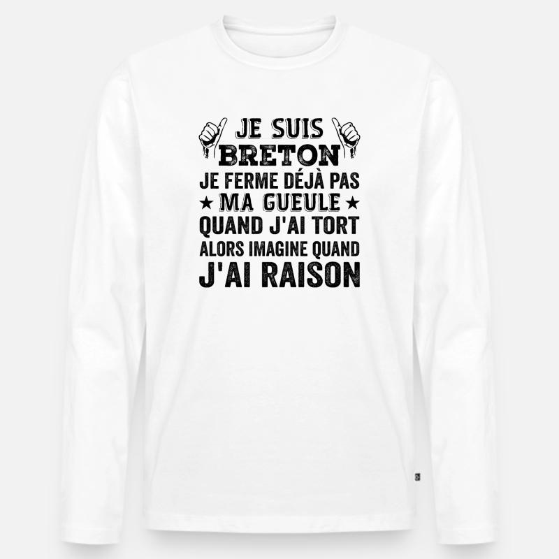 Ich bin Bretone - Männer Premium Bio Langarmshirt - Weiß