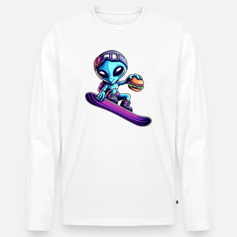 Alien Snowboard Hamburger Abenteuer - Männer Premium Bio Langarmshirt - undefined