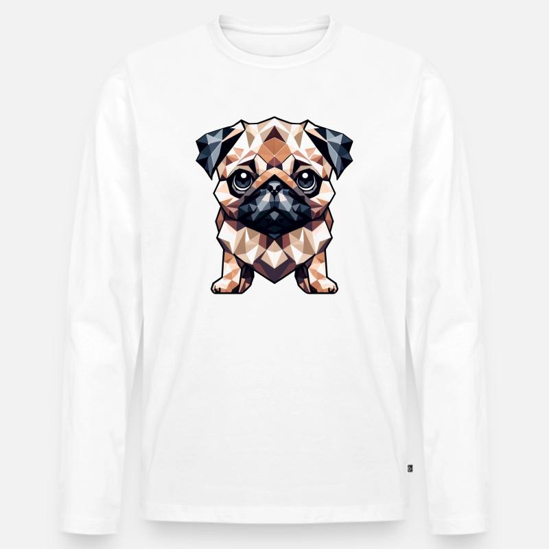 Mops in Polygon-Kunst Geometrisches Design - Männer Premium Bio Langarmshirt - undefined