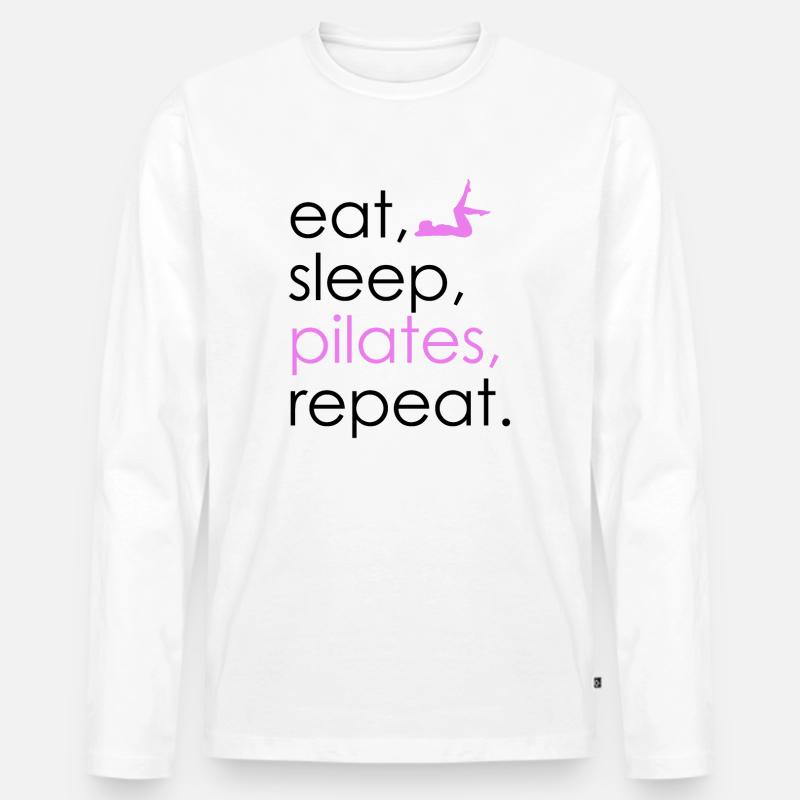 Eat Sleep Pilates Repeat - Männer Premium Bio Langarmshirt - Weiß