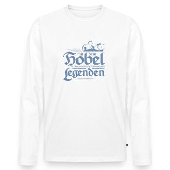 Schreiner mit dem Hobel in den Händen - Männer Premium Bio Langarmshirt - Weiß - Vorne - Nico (187cm)