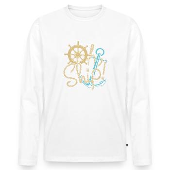 Bateau à voile voilier bateau à moteur - T-shirt manches longues Premium bio Homme - blanc - Devant - Nico (187cm)