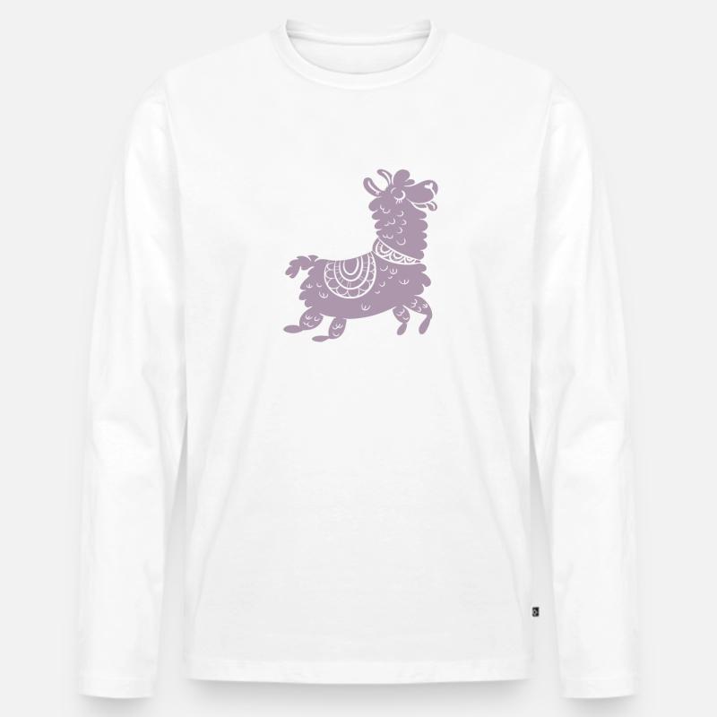 süßes Lama Alpaca - Männer Premium Bio Langarmshirt - undefined