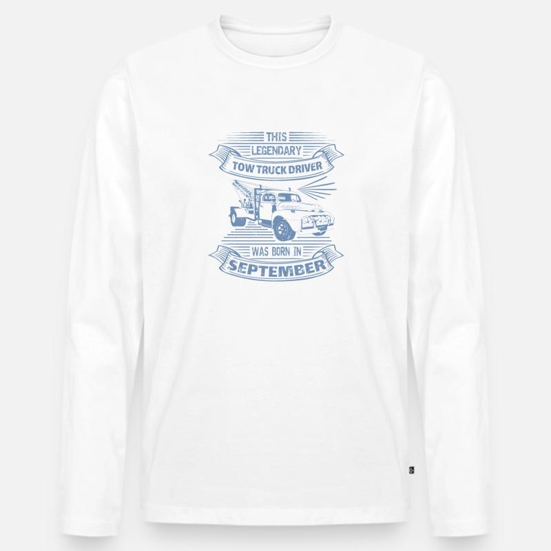 Legendärer Abschleppwagenfahrer im September - Männer Premium Bio Langarmshirt - undefined