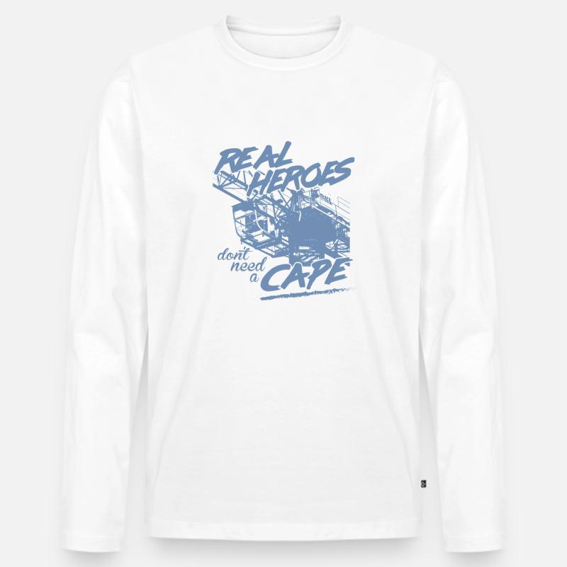 Kranführer Sprüche Kran echte Helden - Männer Premium Bio Langarmshirt - undefined