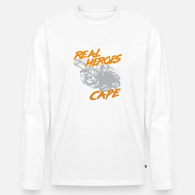 Kranführer Sprüche Kran echte Helden - Männer Premium Bio Langarmshirt - undefined