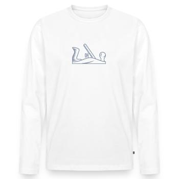 Hobel Design Schreiner Tischler - Männer Premium Bio Langarmshirt - Weiß - Vorne - Nico (187cm)