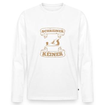 Schreiner Hobel Wie der Schreiner kanns keiner - Männer Premium Bio Langarmshirt - Weiß - Vorne - Nico (187cm)