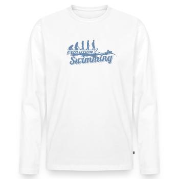 Evolution des Schwimmers der Schwimmerin - Männer Premium Bio Langarmshirt - Weiß - Vorne - Nico (187cm)