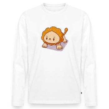 Lion Push-ups Kawaii Strenuous Strong - Men's Premium Organic Long Sleeve Shirt - white - Front - Nico (187cm)