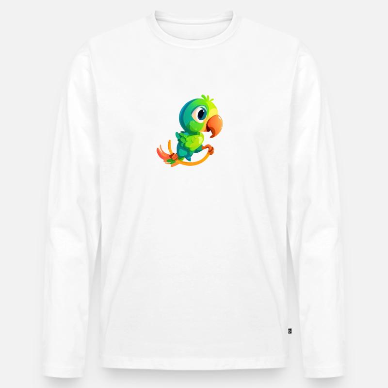 Vogel Wippe Papagei grün - Männer Premium Bio Langarmshirt - undefined