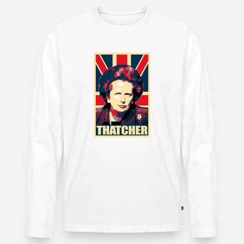 Margaret Thatcher PropagandaPlakat Pop - Männer Premium Bio Langarmshirt - Weiß