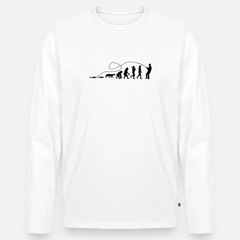 Evolution Angler TShirt - Men's Premium Organic Long Sleeve Shirt - white