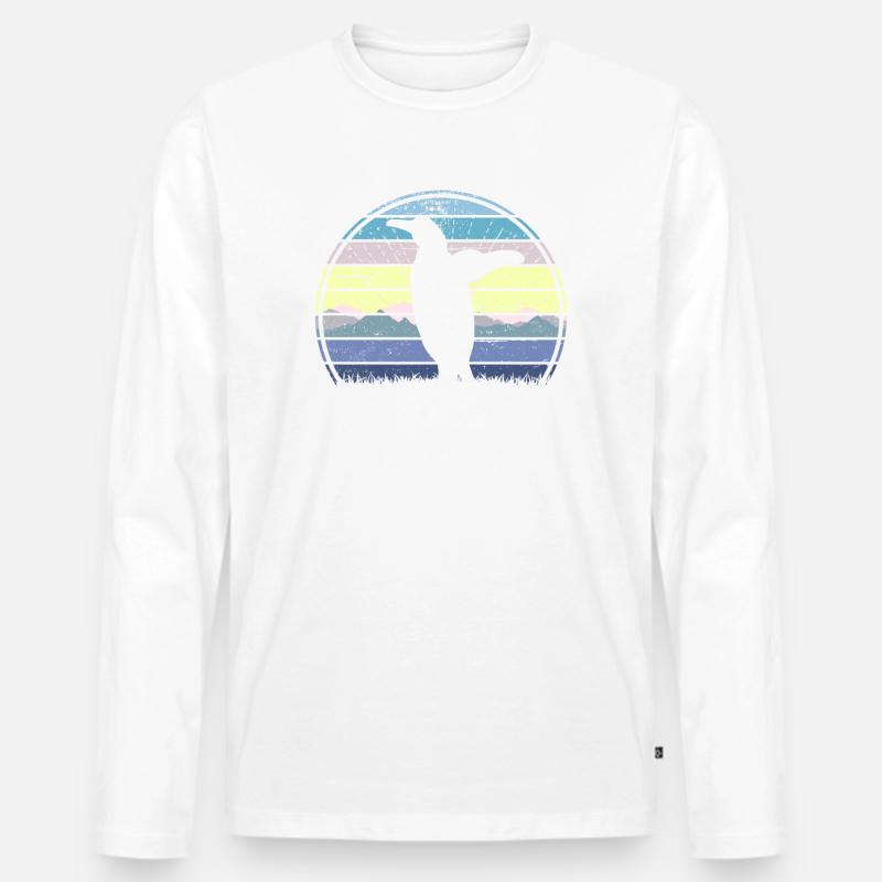 Penguin Sunset - Männer Premium Bio Langarmshirt - Weiß