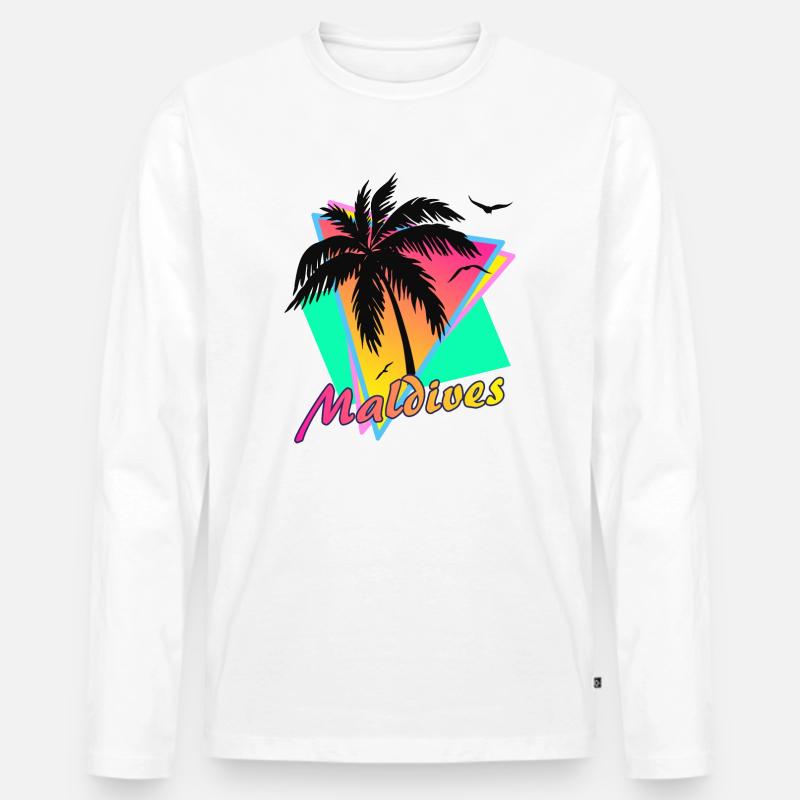 Malediven - Männer Premium Bio Langarmshirt - Weiß