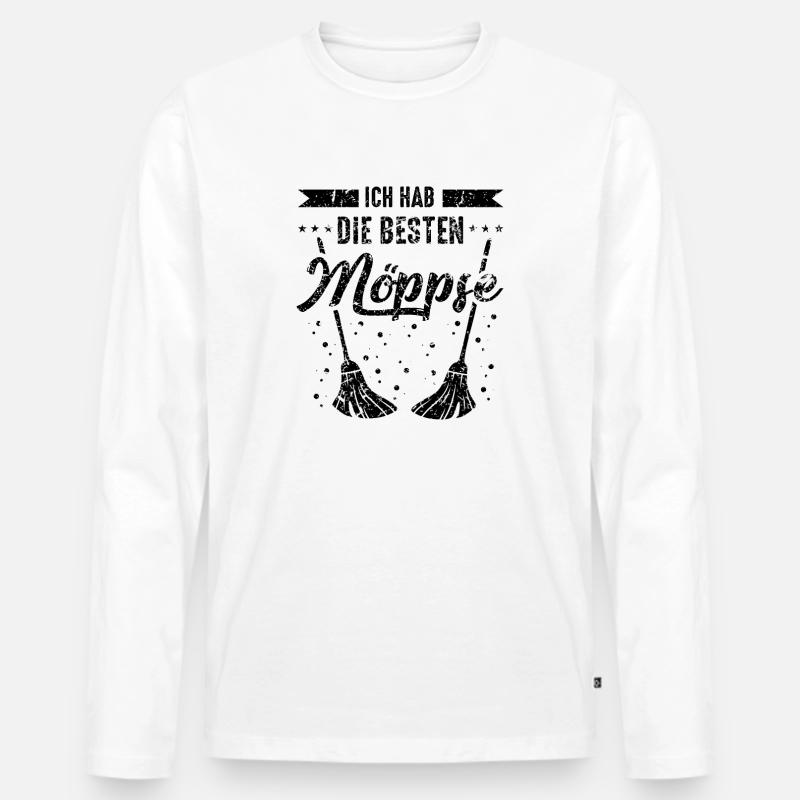 Möps Möpse Wischmop - Männer Premium Bio Langarmshirt - Weiß