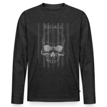 Le crâne en blanc - T-shirt manches longues Premium bio Homme - anthracite chiné - Devant - Nico (187cm)