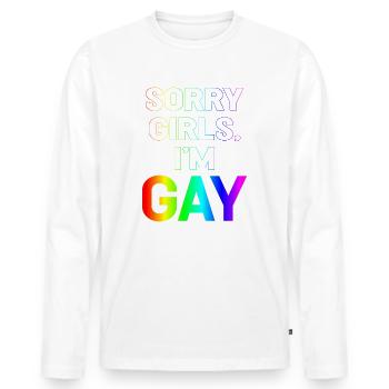 Sorry girls im gay - Men's Premium Organic Long Sleeve Shirt - white - Front - Nico (187cm)
