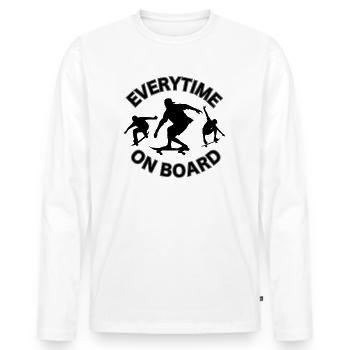 EVERYTIME ON BOARD - Männer Premium Bio Langarmshirt - Weiß - Vorne - Nico (187cm)