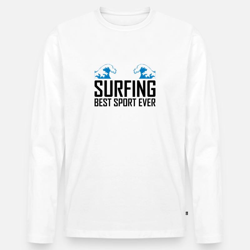 Surfen Surfen Surfen - Männer Premium Bio Langarmshirt - Weiß