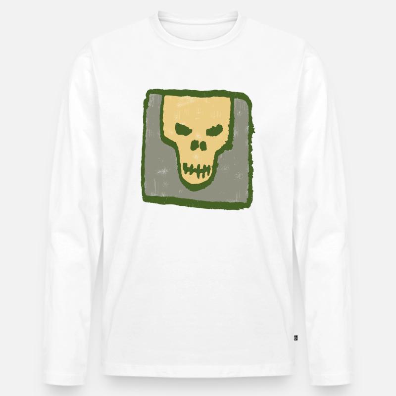 Totenkopf Symbol - Männer Premium Bio Langarmshirt - Weiß
