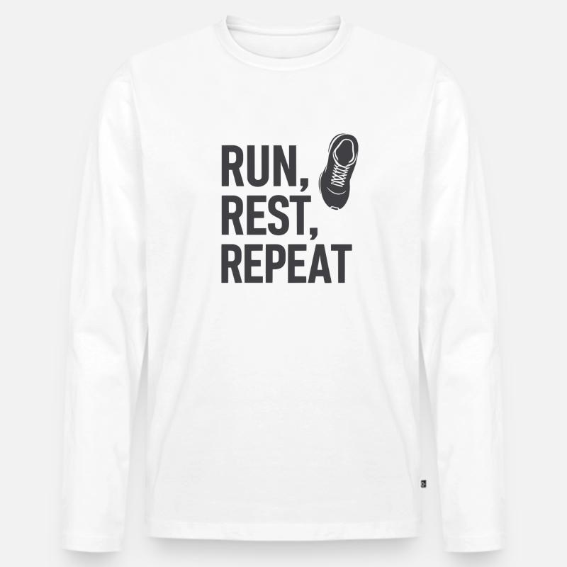 Run & Repeat Motivation - Männer Premium Bio Langarmshirt - Weiß