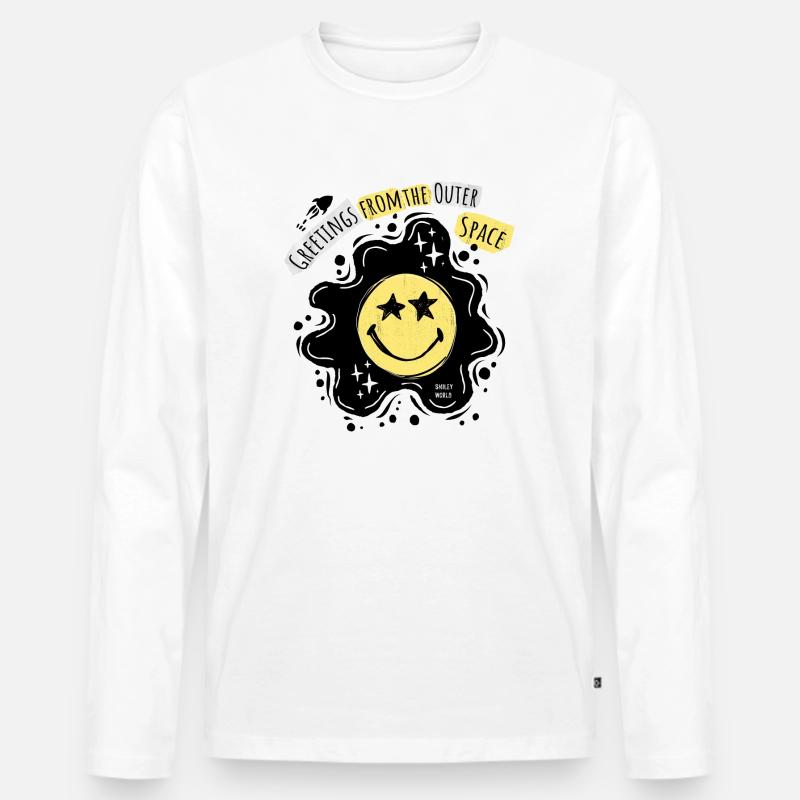 SmileyWorld-OuterSpace - Männer Premium Bio Langarmshirt - Weiß