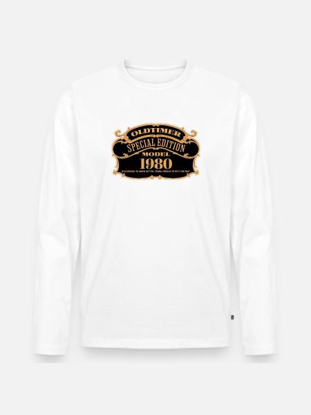 Oldtimer Special Edition 1980 Geburtstag Jahrgang - Männer Premium Bio Langarmshirt - Weiß