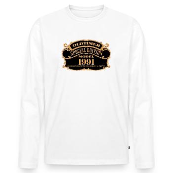 Vintage Edition Spéciale 1991 Anniversaire Vintage - T-shirt manches longues Premium bio Homme - blanc - Devant - Nico (187cm)