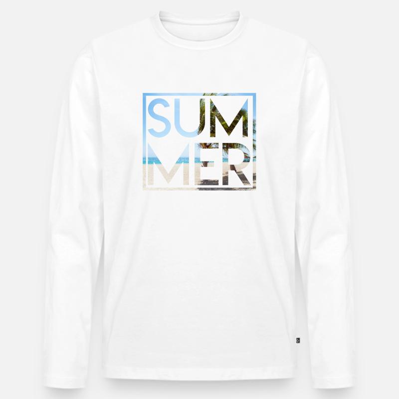 Sommer - Männer Premium Bio Langarmshirt - Weiß