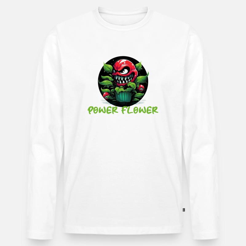 Power Flower Pflanze - Männer Premium Bio Langarmshirt - Weiß