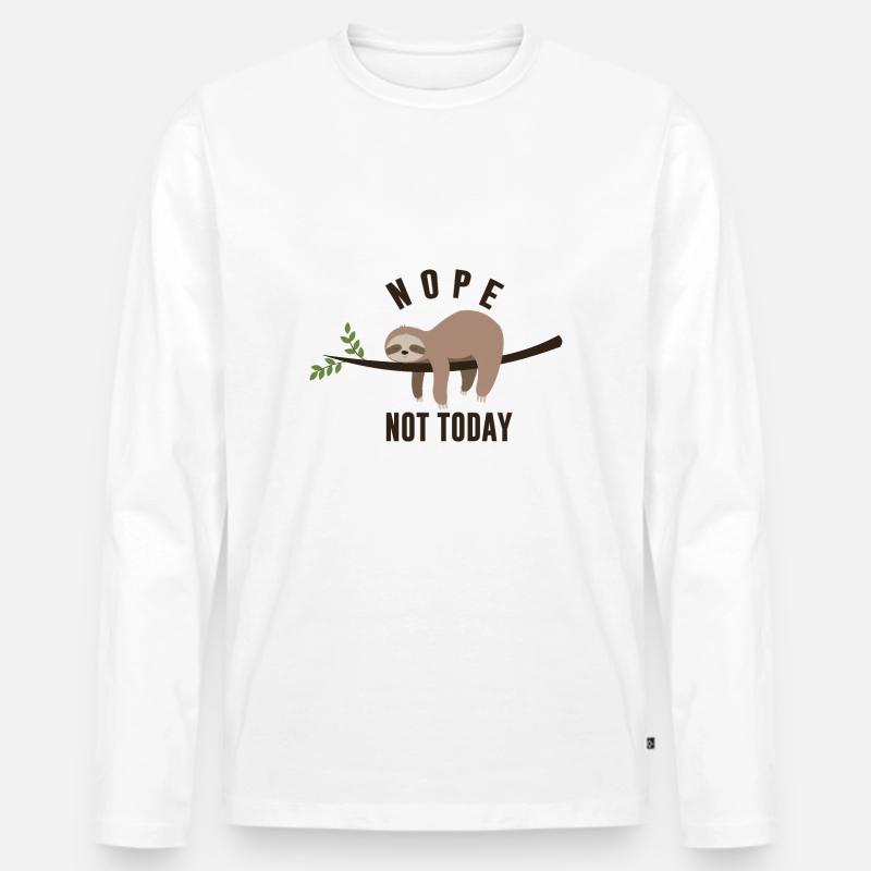 Sloth nope not today - Männer Premium Bio Langarmshirt - Weiß