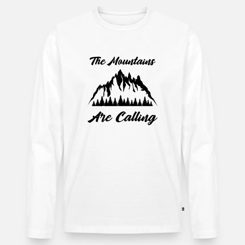 The Mountains Are Calling - Männer Premium Bio Langarmshirt - Weiß
