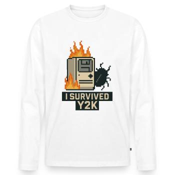 Y2K Pixel-Katastrophe – Ich lebe! - Männer Premium Bio Langarmshirt - Weiß - Vorne - Nico (187cm)