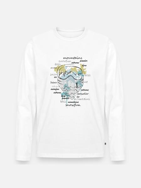 SKI - BLICK - KLECKSE - Männer Premium Bio Langarmshirt - Weiß